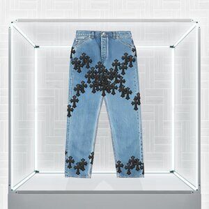 Chrome Hearts & Drake's of London - Denim Cross Patch Blue Jeans
